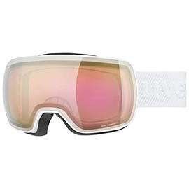 uvex Compact FM Ski Goggles for Men and Women - Distortion & Anti-Fog - Distortion-Free Vision - White/Gold-Rose - One Size