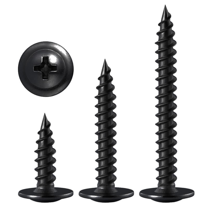 (100 pcs)#8×2" Black Truss Head Wood Screws Quick Metal Self