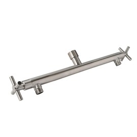HAOXIN Shower Head Manifold with Double Outlet and Shut Off Valves for Dual Sprayer Showering System,Can Connect Two Showerheads,Brushed Nickel,STN02-L