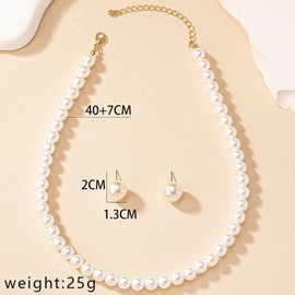 Pearl Necklace for Women Pearl Drop Stud Earrings Pearl Bracelets Rings Wedding Bridal Jewelry Set Bridesmaid Gifts Accessories for Women