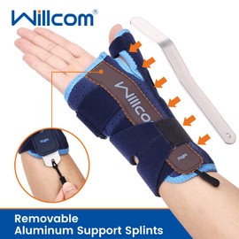 Willcom Night Wrist Brace and Thumb Spica Splint Stabilizer-Breathable Lightweight-Support for De Quervains Tenosynovitis, Arthritis (Left Hand-S,< 6.75inch)