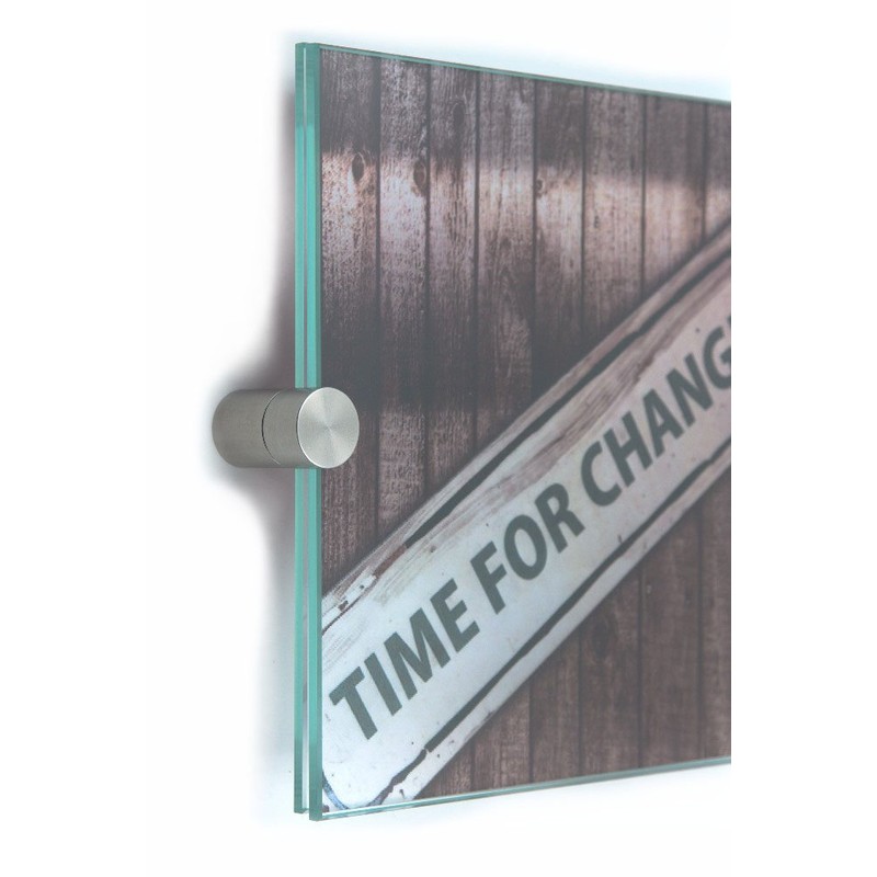 Stainless Steel Door Sign – Glass for Office 150 x