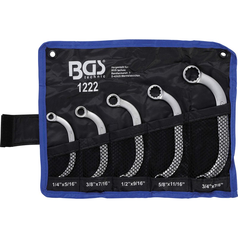 BGS 1222 Obstruction Ring Spanner Set, Silver/Black, 1/4-7/8-Inch, Set of