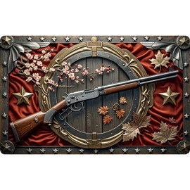 Seeyoo - Letrero de estaño clásico para decoración de pared, plano 2D con efecto visual 3D, decoraciones para el hogar y la cocina, metal retro, 8 x 12 pulgadas, estilo pistola 2