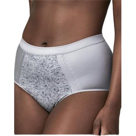 Wonderbra Women's Light Tummy Control Brief with Print Detail, Silver Sconce, 2X Large