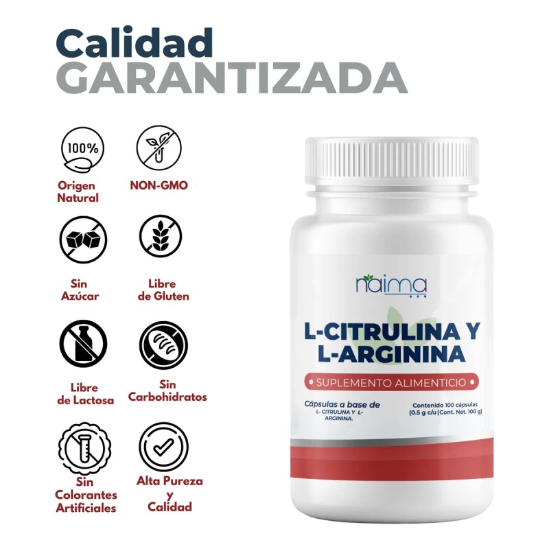 L- Citrulina L- Arginina 500mg500mg Por Porcin 500 Cps Sin