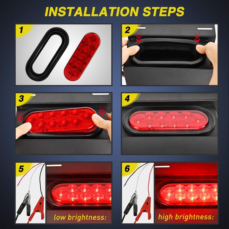 Nilight 4PCS 6" Oval LED Trailer Tail Lights 4PCS 10