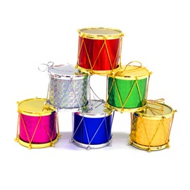 24Pcs Colorful Glitter Mini Drum Christmas Tree Ornaments，Tree Hanging Decoration，Pendant Holiday Wedding New Year Party Christmas Decor (24)