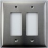 Over Sized Jumbo Satin Stainless Steel 2 Gang GFI/Rocker Switch