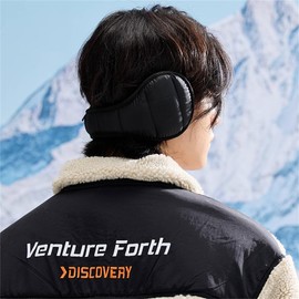 ITODA Ear Warmers Waterproof Winter Earmuffs Foldable Classic Earmuffs Lined Cold Protection Ear Warmers Extra Warm Ear Protection Ear Cups Thickened Ear Warmers Women Men Outdoor Windproof, black