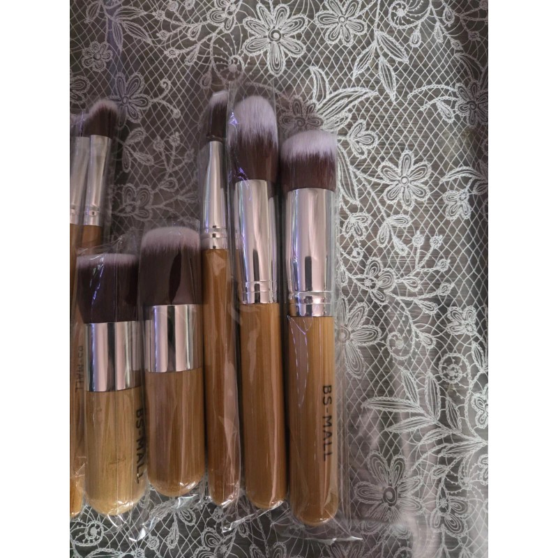 BS-MALL 11-Piece Bamboo Makeup Brush Set with Organizer Bag &