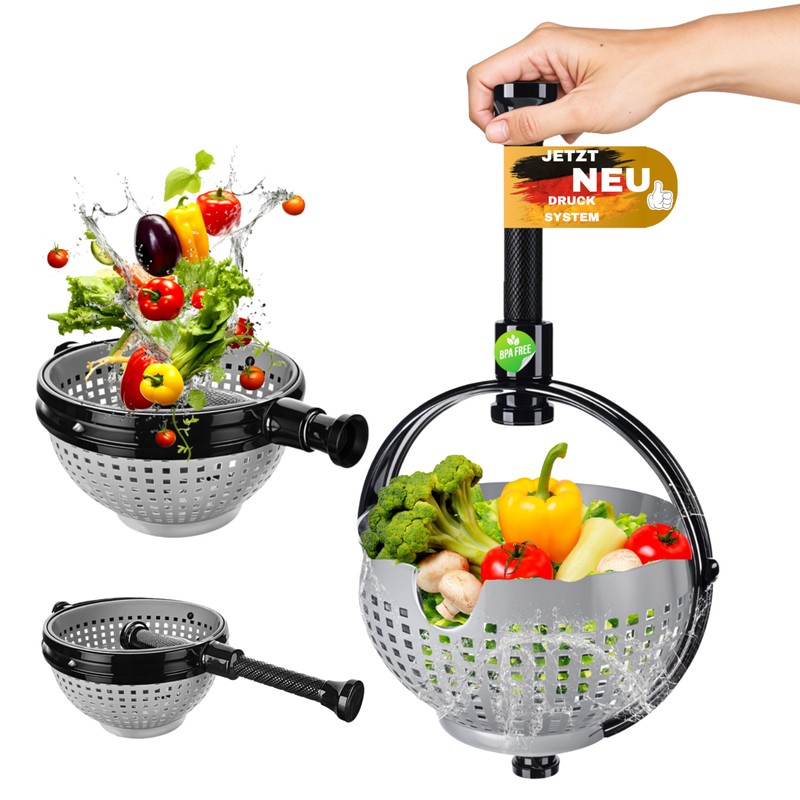 WoonFux® Salad Spinner with Practical Folding Handle - Salad Spinner
