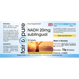 NADH 20mg - 90 Vegan Tablets - Sublingual