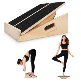 Professional Wooden Slant Board - Balance Board & Squats Calf Stretcher 2 in 1 Adjustable Incline Stretch Wedge Physical Therapy Slant Boards for Calf Ankle and Foot