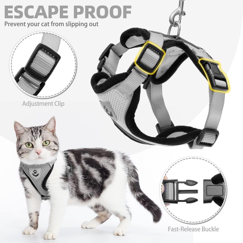 PUPTECK Cat Harness and Lead Set Escape Proof Reflective Cat