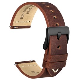 WOCCI Watch Strap, Genuine Leather, Antique Watch Band, Available in 0.67, 0.71, 0.75, 0.79, 0.83, 0.87, 0.94 inches (17, 18, 19, 20, 21, 22, 24 mm), Top-Grain Leather, Quick-Release, Leather