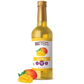 Matteo's Mango Syrup for Coffee, Drinks, Pastries & Cocktails – Sugar-Free Sweetener for Beverages, Restaurants, and Bars – Aromatic Mango Flavor, Non-Alcoholic, Vibrant Flavor, 33.8oz (1pk)