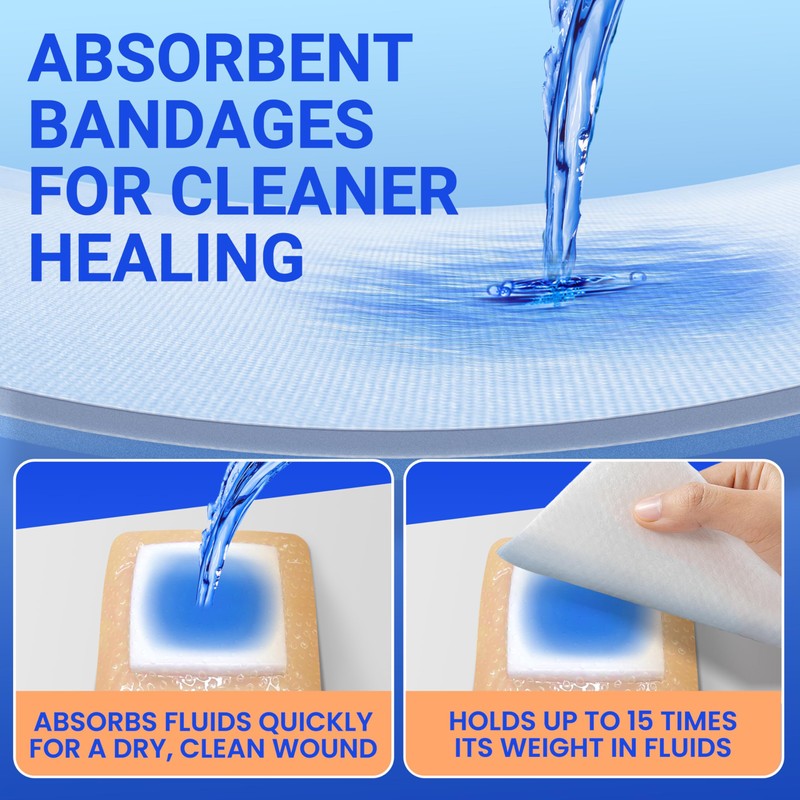 Large Waterproof Bandages 2x2 Silicone Foam Dressing for Sensitive Skin