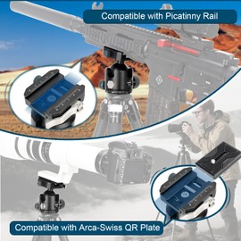 Fooletu 45mm Ball Head Aluminum Tripod Head 360° Rotating Panoramic Ballhead Compatible with Picatinny and Arca-Swiss for Hunting Shooting Tripod DSLR Camera, Max Load up to 44lb