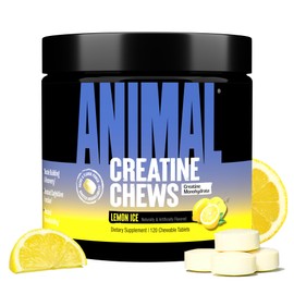 Animal Creatine Chews Tablets - Enhanced Creatine Monohydrate with AstraGin to Improve Absorption, Sea Salt for Added Pumps, Delicious and Convenient Chewable Tablets - Lemon Ice