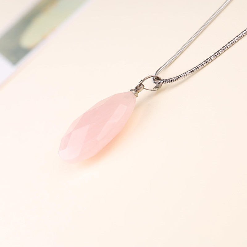 Koai Women's Cut Rose Quartz Power Stone Necklace, Rose Quartz,