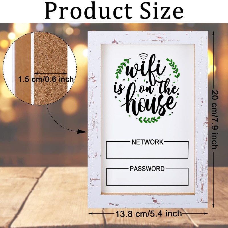 Kathfly Rustic Wifi Pattern Password Sign for Home White Wifi