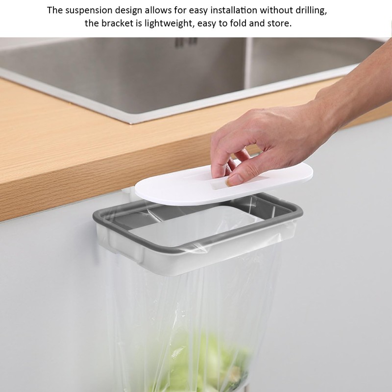 USHXVG 1 Piece of White Garbage Rack with Lid and