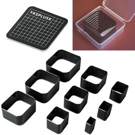 YKSPLUSK Leather Hole Cutter Tools Set, 9 Pieces Rectangle Punch Tools 15 20 25 30 35 40 45 50 55mm, High Carbon Steel Leather Cutting Dies - Leather Hole Punch Tool Kit for DIY Leathercrafts