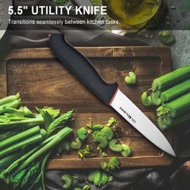 HALSENX 5.5" Utility Knife, High Carbon German Steel Sharp Blade With Non-Slip Softgrip Handle, Multi-Purpose Paring Knife for Fruits, Vegetables & Meat