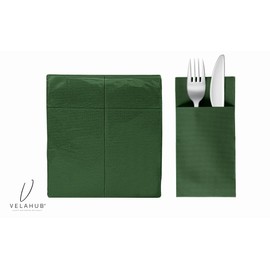 VelaHub Soft Point 50 Besteckservietten, Hochwertige, Einwegserviette, 39x38 cm, Grün