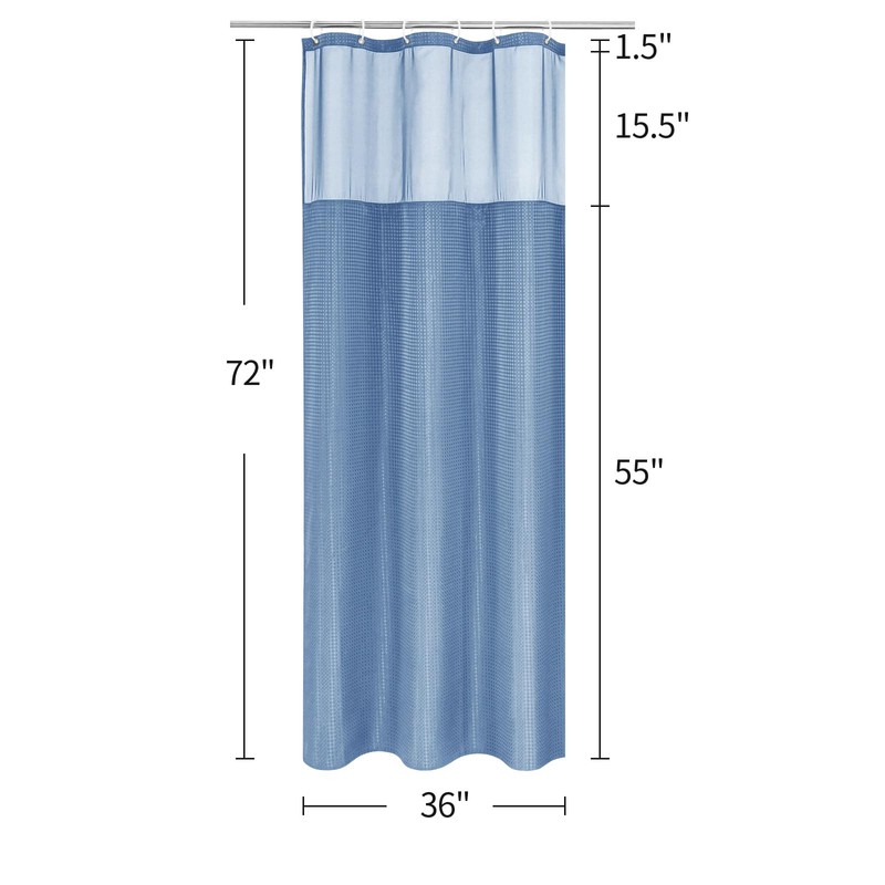 MitoVilla Blue Small Stall Shower Curtain 36 x 72, Narrow