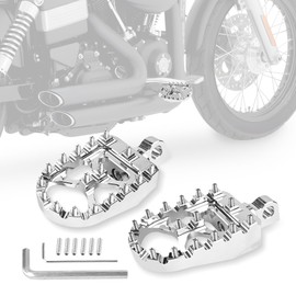 MX Foot Pegs Fits for Harley Dyna Sportster Street Bob Fatboy Iron 883 | Chopper Bobber Style Male Mount Footpegs, 360° Roating CNC Pedals (Chrome)