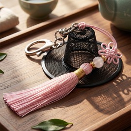 Traditional God Keyring Miniature Coral Coral Tassel Keychain Korean Souvenir Foreign Gift Color Random Color Random / 전통 갓 키링 미니어처 산호색 코랄 태슬 열쇠고리 한국기념품 외국인선물 색상랜덤 색상 랜덤