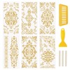 WANDIC 6 Sheets Transfer Stickers Gold Line Flower Border Pattern