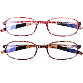 AQWANO 2 Pack Blue Light Blocking Computer Reading Glasses UV Protection Flexible TR90 Frame Lightweight Readers Glasses for Women Men +1.75