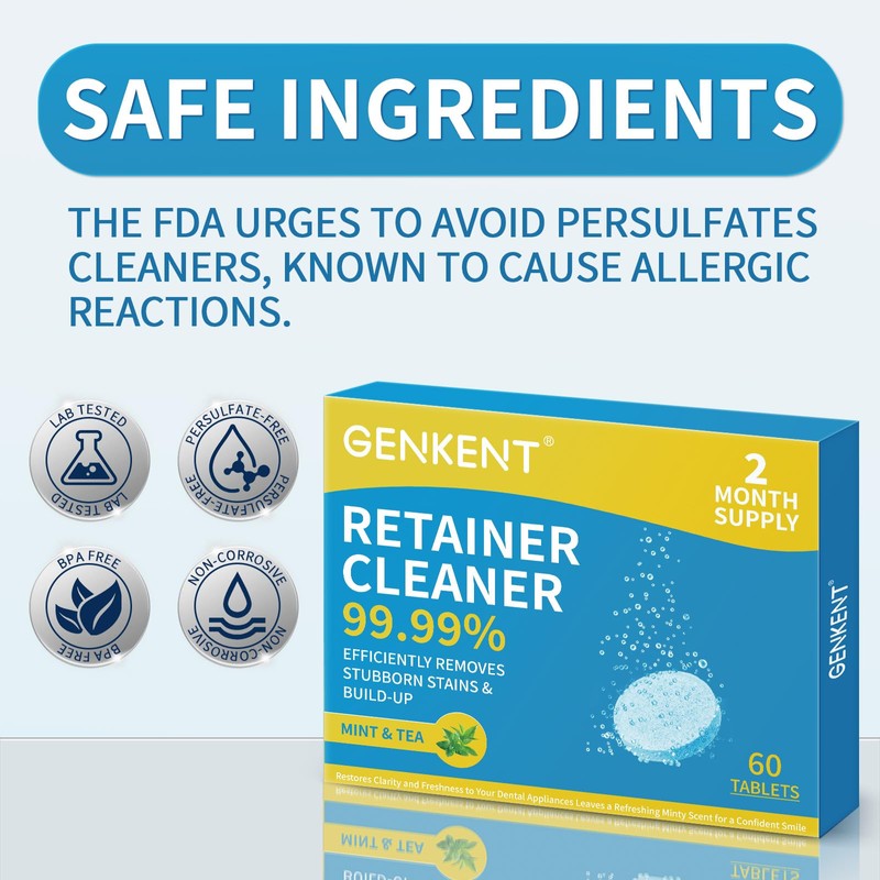 GENKENT Retainer Cleaner Tablets, 60 Tablets