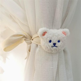 champracer Pack of 2 Cartoon Animals Curtain Clips, Cute Curtain Holder Rope, Curtain Holder Clips for Bedroom, Children's Room Decoration (White Bear, 80 cm)