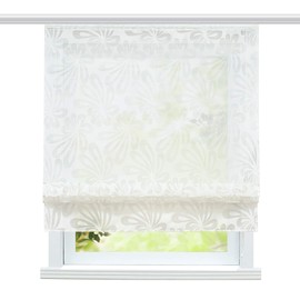 ESLIR Roman Blind with Velcro Tape Living Room Roman Curtain Burnout Curtains Modern Ribbon Blind Curtains White #3 W x H 120 x 140 cm 1 Piece