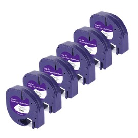 BOYEEZON LT-100H Clear Plastic Label Printer Tape Compatible for DYMO Letratag Refills Transparent Cassette 12267 12mm 0.47 inch (12mmx4m), 6-Pack