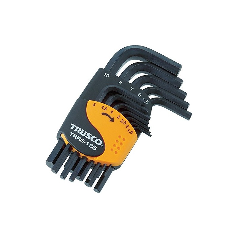 TRUSCO Hex Wrench Set, Short Type, Set of 12 TRRS-12S