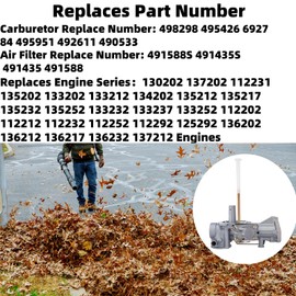 498298 Carburetor Tune up Kits Fits for Briggs and Stratton 495426 692784 495951 492611 490533 Carb 135202 112231 130202 112232 134202 133212 5HP Engine Parts