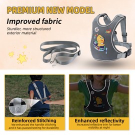 Safety Walking Harness for Kids 3-6, Anti-Elopement Vest Harness for Autism Special Needs ADHD, Reflective Leash with Grab Handle for Autistic, Active Children, Adjustable Tether for Travel and Crowds