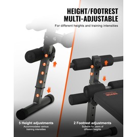 VEVOR Sit Up Bench, Folding Curved Decline Ab Bench, with 5 Adjustable Height Settings, Heavy-Duty Steel, Non-Slip Design, 500 Lbs Capacity for Home Gym Workouts, Strength Training, Full Body Muscles