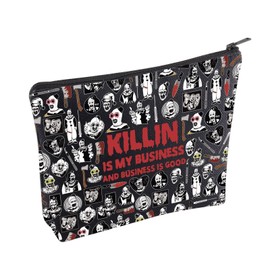 Clown Movie Merchandise Inspired Makeup Bag Killer Clown Cosmetic Bag Horror Movie Lover Gift Art Gift Scary Clown Character Gift (KillinMupBlk)