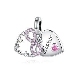 Wedanor Charm Family Heart Animal Charm Pendant 925 Sterling Silver Charm Bead Pendant for European Bracelets and Necklaces, Silver, Cubic Zirconia
