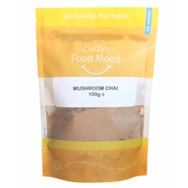 Better Food Mood Mushroom Turmeric Chai Latte Tea 100g | Lions Mane Tremella Reishi Turmeric Mushroom Blend Chai Spice | No Caffeine