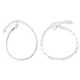 Silver Layered Paperclip Bracelets for Women Paper Clip Bracelet Silver Chain Bracelets Boho Stackable Bracelets for Women Girls Adjustable Dainty Silver Paperclip Bracelet