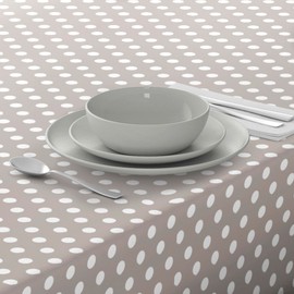 Oilcloth Tablecloth Washable Square 140 x 180 cm Dots Beige Grey
