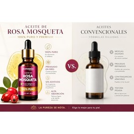 Aceite Rosa Mosqueta Puro PERENNIS  Aceite Facial Hidratante y Regenerador para Piel  Rosa Rubiginosa 100 Pura Prensada en Fro  Ideal para Gua Sha,...