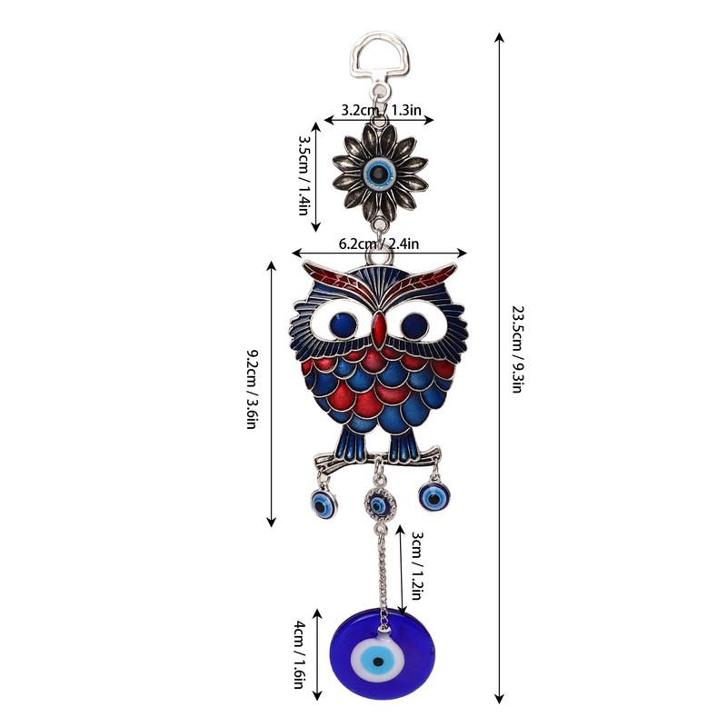 9.3in Blue Evil Eye Owl Pendant Decoration Protection Blessing Lightweight